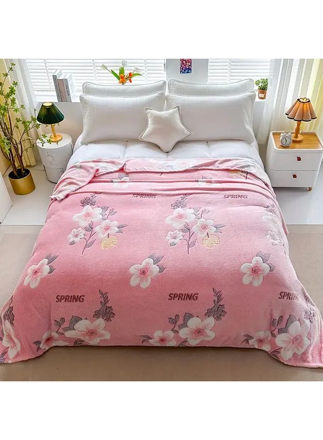Happiness Flowers Bloom Fleece Blanket 59x79 Inch Soft Cozy All Season Throw - Image 1